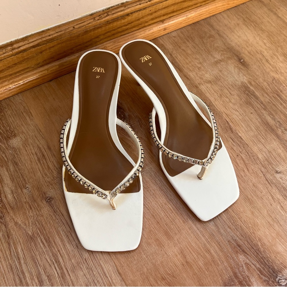 Zara Embellished Kitten Heel Sandals